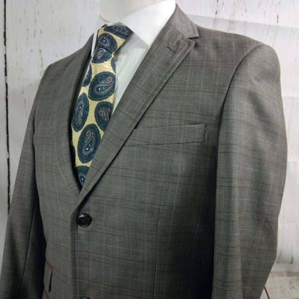 Edge By WD N.Y. Slim Fit Brown Glen Suit Blazer Sp